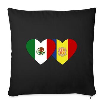 Mexico Andorra Flag Heart - Sofa pillowcase 17,3'' x 17,3'' (45 x 45 cm) - black - Front