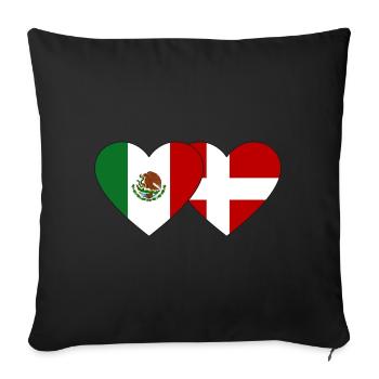 Mexico Denmark Flag Heart - Sofa pillowcase 17,3'' x 17,3'' (45 x 45 cm) - black - Front