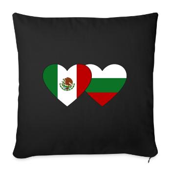 Mexique Bulgarie drapeau coeur - Housse de coussin décorative 45 x 45 cm - noir - Devant