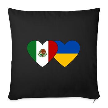 Mexique Ukraine Flag Heart - Housse de coussin décorative 45 x 45 cm - noir - Devant