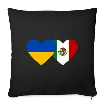 Ukraine Mexico Flag Heart - Sofa pillowcase 17,3'' x 17,3'' (45 x 45 cm) - black - Front