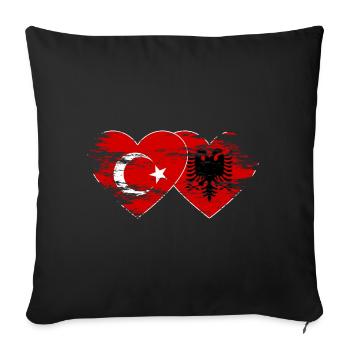 Türkei Albanien Flagge Herz used - Sofakissenbezug 45 x 45 cm - Schwarz - Vorne