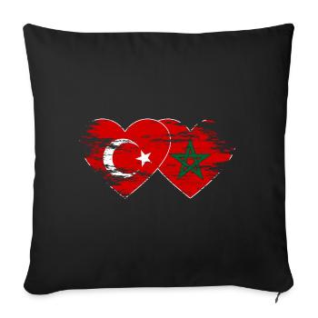 Turkey Morocco flag heart used - Sofa pillowcase 17,3'' x 17,3'' (45 x 45 cm) - black - Front