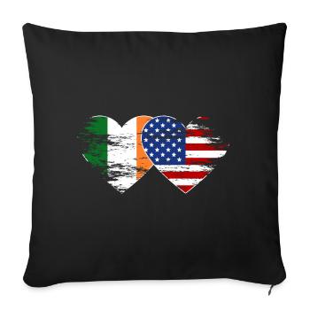 Ireland USA flag heart used - Sofa pillowcase 17,3'' x 17,3'' (45 x 45 cm) - black - Front