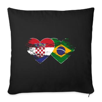 Croatia Brazil flag heart used - Sofa pillowcase 17,3'' x 17,3'' (45 x 45 cm) - black - Front