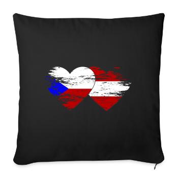 Czech Republic Austria Flag Heart used - Sofa pillowcase 17,3'' x 17,3'' (45 x 45 cm) - black - Front