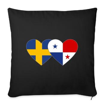 Suède Cœur du drapeau du Panama - Housse de coussin décorative 45 x 45 cm - noir - Devant