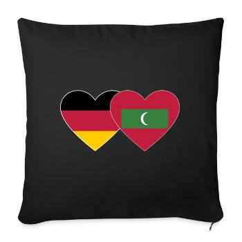 Allemagne Drapeau des Maldives coeur - Housse de coussin décorative 45 x 45 cm - noir - Devant
