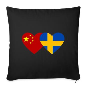 Chine Suède Drapeau du cœur - Housse de coussin décorative 45 x 45 cm - noir - Devant