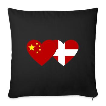 Chine Danemark Drapeau du cœur - Housse de coussin décorative 45 x 45 cm - noir - Devant