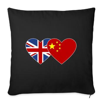 Angleterre Chine Drapeau du cœur - Housse de coussin décorative 45 x 45 cm - noir - Devant