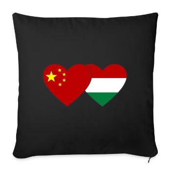Chine Hongrie Drapeau du cœur - Housse de coussin décorative 45 x 45 cm - noir - Devant