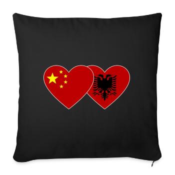 China Albanien Herz Flagge - Sofakissenbezug 45 x 45 cm - Schwarz - Vorne