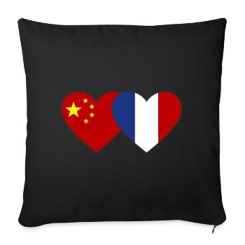 Chine France Drapeau du Cœur - Housse de coussin décorative 45 x 45 cm - noir - Devant