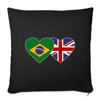 Brazil England Flag Heart - Sofa pillowcase 17,3'' x 17,3'' (45 x 45 cm) - black - Front