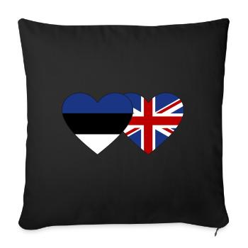 Estonie Angleterre Drapeau Coeur - Housse de coussin décorative 45 x 45 cm - noir - Devant