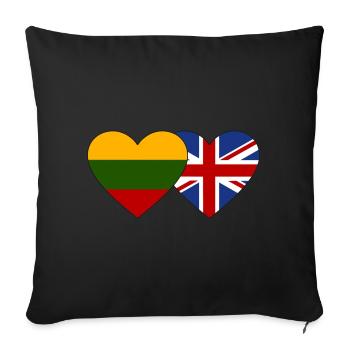 Lithuania Great Britain Flag Heart - Sofa pillowcase 17,3'' x 17,3'' (45 x 45 cm) - black - Front