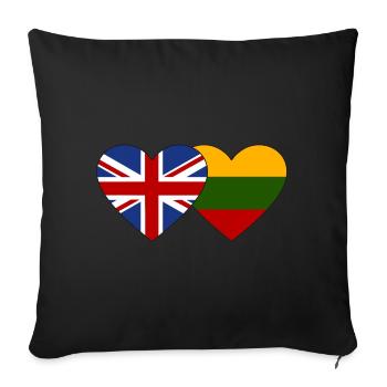 Great Britain Lithuania Flag Heart - Sofa pillowcase 17,3'' x 17,3'' (45 x 45 cm) - black - Front