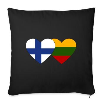 Finland Lithuania Flag Heart - Sofa pillowcase 17,3'' x 17,3'' (45 x 45 cm) - black - Front