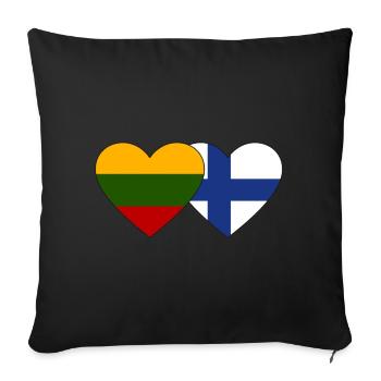 Lithuania Finland Flag Heart - Sofa pillowcase 17,3'' x 17,3'' (45 x 45 cm) - black - Front
