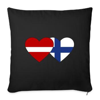 Lettland Finnland Flagge Herz - Sofakissenbezug 45 x 45 cm - Schwarz - Vorne