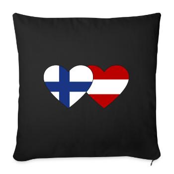 Finland Austria Flag Heart - Sofa pillowcase 17,3'' x 17,3'' (45 x 45 cm) - black - Front