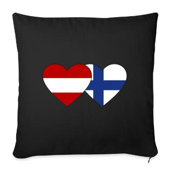 Austria Finland Flag Heart - Sofa pillowcase 17,3'' x 17,3'' (45 x 45 cm) - black - Front