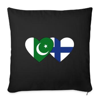 Pakistan Finland Flag Heart - Sofa pillowcase 17,3'' x 17,3'' (45 x 45 cm) - black - Front