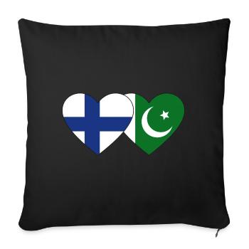 Finland Pakistan Flag Heart - Sofa pillowcase 17,3'' x 17,3'' (45 x 45 cm) - black - Front