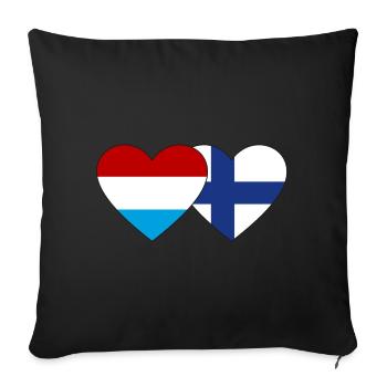 Luxembourg Finlande Drapeau Coeur - Housse de coussin décorative 45 x 45 cm - noir - Devant