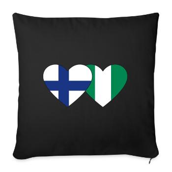 Finland Nigeria Flag Heart - Sofa pillowcase 17,3'' x 17,3'' (45 x 45 cm) - black - Front