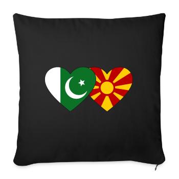 Pakistan Macedonia Flag Heart - Sofa pillowcase 17,3'' x 17,3'' (45 x 45 cm) - black - Front