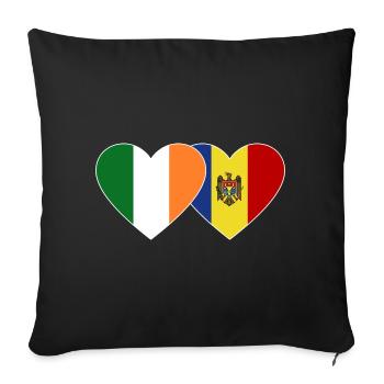 Irlande Andorre Flag Heart - Housse de coussin décorative 45 x 45 cm - noir - Devant