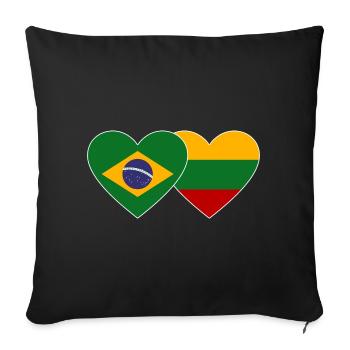 Brazil Lithuania Flag Heart - Sofa pillowcase 17,3'' x 17,3'' (45 x 45 cm) - black - Front