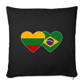 Lithuania Brazil Flag Heart - Sofa pillowcase 17,3'' x 17,3'' (45 x 45 cm) - black - Front