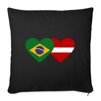 Brésil Lettonie Flag Coeur - Housse de coussin décorative 45 x 45 cm - noir - Devant