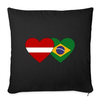 Lettland Brasilien Flagge Herz - Sofakissenbezug 45 x 45 cm - Schwarz - Vorne