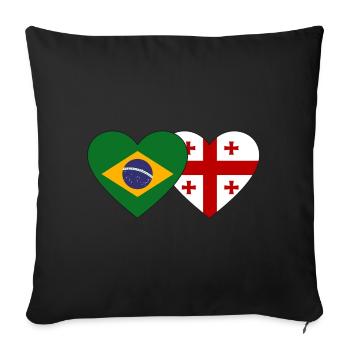 Brésil Géorgie Drapeau Coeur - Housse de coussin décorative 45 x 45 cm - noir - Devant
