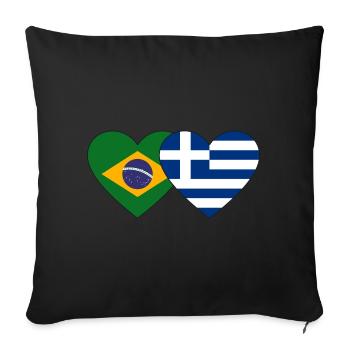 Brazil Greece Flag Heart - Sofa pillowcase 17,3'' x 17,3'' (45 x 45 cm) - black - Front