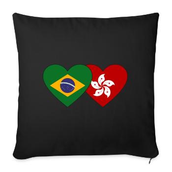 Brasilien Hong Kong Flagge Herz - Sofakissenbezug 45 x 45 cm - Schwarz - Vorne