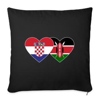 Croatie Kenya Drapeau Coeur - Housse de coussin décorative 45 x 45 cm - noir - Devant
