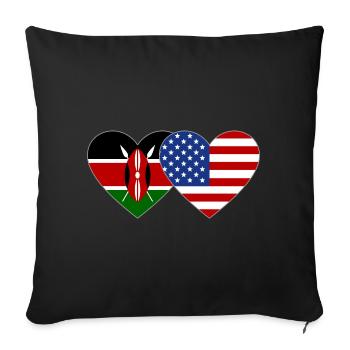 Kenya USA Flag Heart - Housse de coussin décorative 45 x 45 cm - noir - Devant