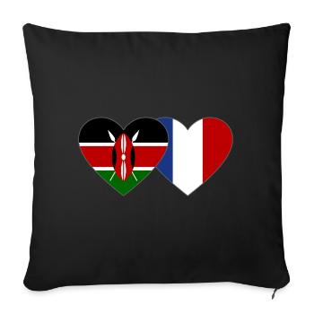 Kenya France Flag Heart - Housse de coussin décorative 45 x 45 cm - noir - Devant