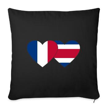 France Costa Rica flag heart - Sofa pillowcase 17,3'' x 17,3'' (45 x 45 cm) - black - Front