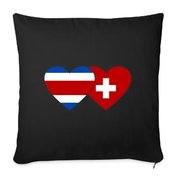 Costa Rica Suisse Flag Heart - Housse de coussin décorative 45 x 45 cm - noir - Devant