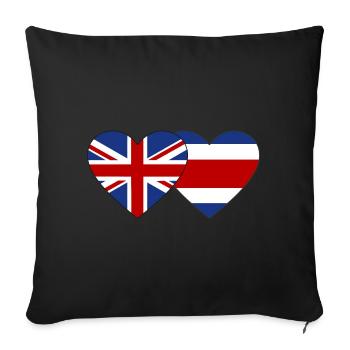 Great Britain Costa Rica Flag Heart - Sofa pillowcase 17,3'' x 17,3'' (45 x 45 cm) - black - Front