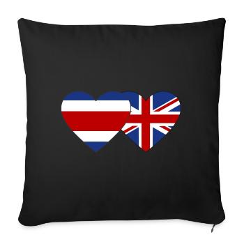 Costa Rica Great Britain Flag Heart - Sofa pillowcase 17,3'' x 17,3'' (45 x 45 cm) - black - Front