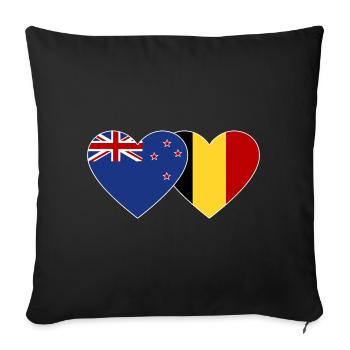 Nouvelle-Zélande Belgique Drapeau Coeur - Housse de coussin décorative 45 x 45 cm - noir - Devant