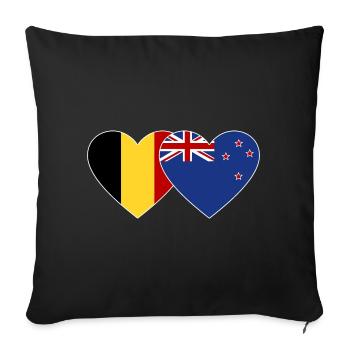 Belgique Nouvelle-Zélande Drapeau Coeur - Housse de coussin décorative 45 x 45 cm - noir - Devant