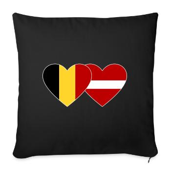 Belgien Lettland Flagge Herz - Sofakissenbezug 45 x 45 cm - Schwarz - Vorne